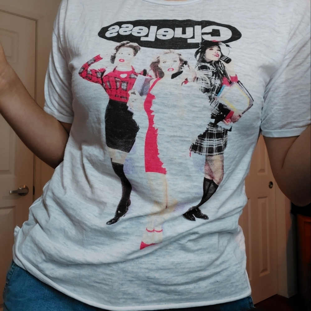 Intentionally washed out whiteClueless graphic tee